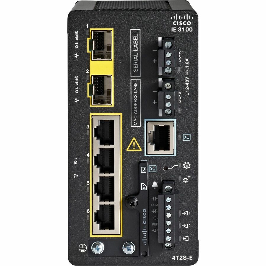 Cisco Catalyst IE3100 Rugged Ethernet Switch - 4 Ports - Manageable - Gigabit Ethernet - 1000Base-T, 1000Base-X - 3 Layer Supported - Modular - 2 SFP Slots - 14 W Power Consumption - Twisted Pair, Optical Fiber - DIN Rail Mountable