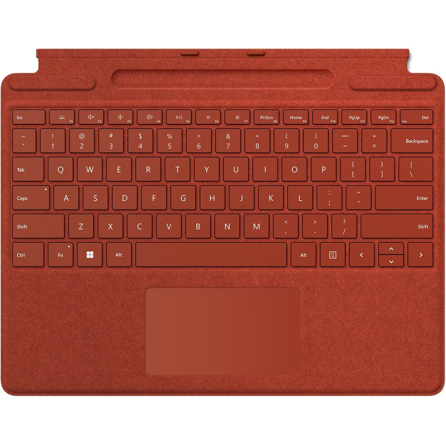 Microsoft Signature Keyboard/Cover Case Microsoft Surface Pro 8, Surface Pro X, Surface Pro 9 Tablet - Poppy Red - Fabric - Alcantara Exterior Material - 8.90" (226.06 mm) Height x 19" (482.60 mm) Width x 11.38" (289.05 mm) Depth