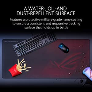 ASUS ROG Scabbard II Extended Gaming Mouse Pad | Nano Technology Smooth Glide Tracking | Protective Coating for Water, Oil, Dust-Repelling Surface | Anti-Fray Flat-Stitched Edges | Non-Slip Rubber Bas