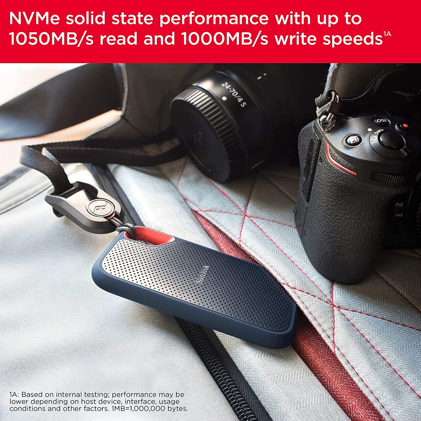 SanDisk 500GB Extreme Portable SSD - Up to 1050MB/s - USB-C, USB 3.2 Gen 2 - External Solid State Drive - SDSSDE61-500G-G25