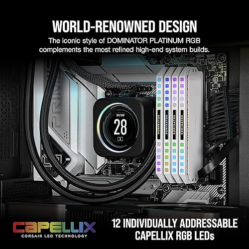CORSAIR DOMINATOR PLATINUM RGB DDR5 RAM 32GB (2x16GB) 6200MHz CL36 Intel XMP iCUE Compatible Computer Memory - White (CMT32GX5M2X6200C36W)