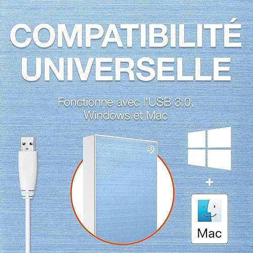 Seagate One Touch STKB2000402 2 TB Portable Hard Drive - 2.5 External - Light Blue