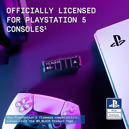 WD_BLACK 1TB SN850P NVMe M.2 SSD Officially Licensed Storage Expansion for PS5 Consoles, up to 7300MB/s, with heatsink - WDBBYV0010BNC-WRSN 1TB NEW - Up to 7,300MB/s