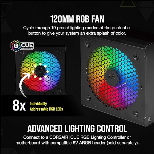 Corsair CX750F RGB, 750 Watt, 80 Plus Bronze, Fully Modular RGB Power Supply, Black, 750 Watts 750 Watts Black