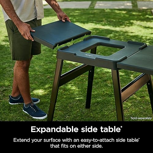 Ninja Woodfire Adjustable Outdoor Stand, Compatible with Ninja Woodfire Products, Adjustable Height, Side Utensil Holder, Side Table-Compatible, Weather-Resistant, Black 275HY800C