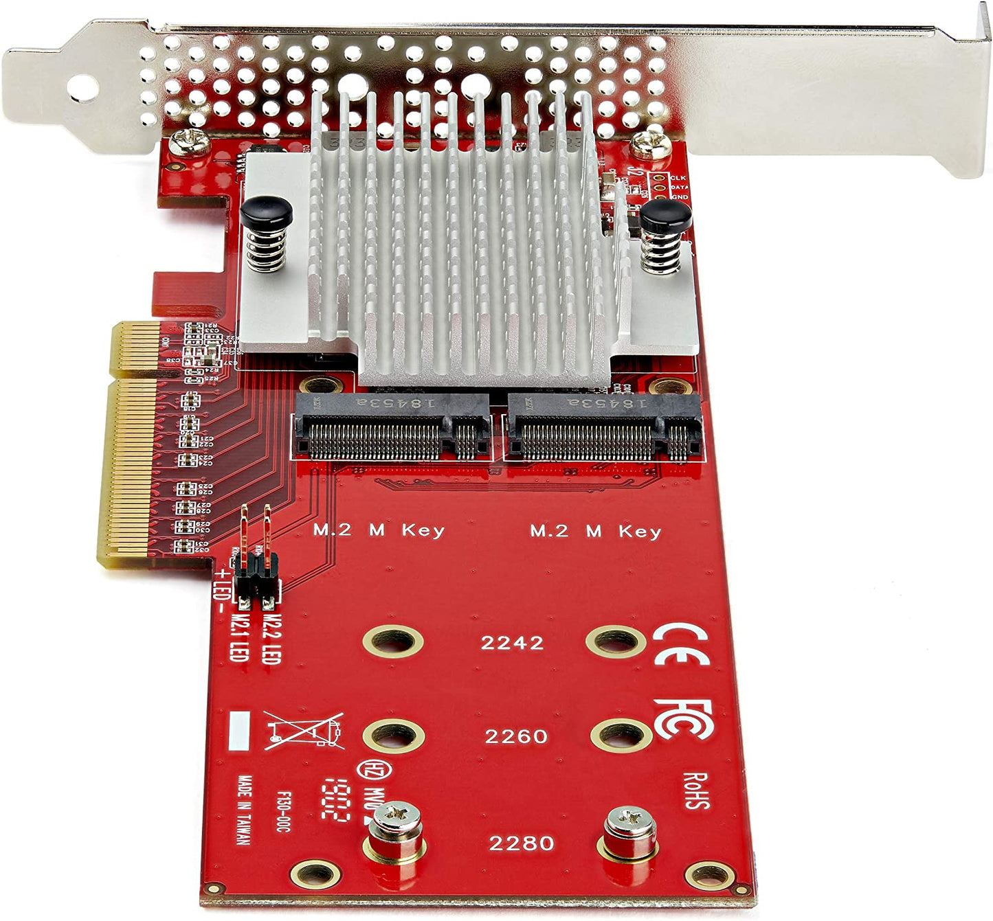 StarTech.com Dual M.2 PCIe SSD Adapter Card - x8 / x16 Dual NVMe or AHCI M.2 SSD to PCI Express 3.0 - M.2 NGFF PCIe (M-Key) Compatible - Supports 2242, 2260, 2280 - JBOD - Mac & PC (PEX8M2E2) 2x M.2 NVMe