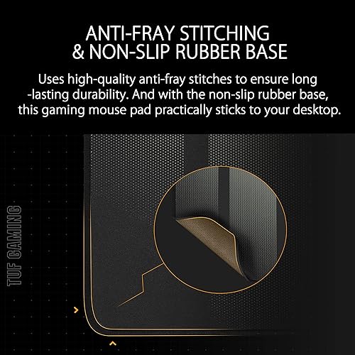 ASUS TUF Gaming P1 Portable Gaming Mouse Pad | Optimized Cloth Surface, Nano-Coated, Water-Resistant, Durable Anti-fray Stitching, and Non-Slip Rubber Base
