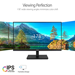 ASUS 23.8” 1080P Monitor (VA24DQSB) - Full HD, IPS, 75Hz, Speakers, Adaptive-Sync, Low Blue Light, Flicker Free, VESA Mountable, Frameless, HDMI, DisplayPort, VGA, USB hub, Height Adjustable 23.8" IPS 75Hz Height adjustable (?VA24DQSB)