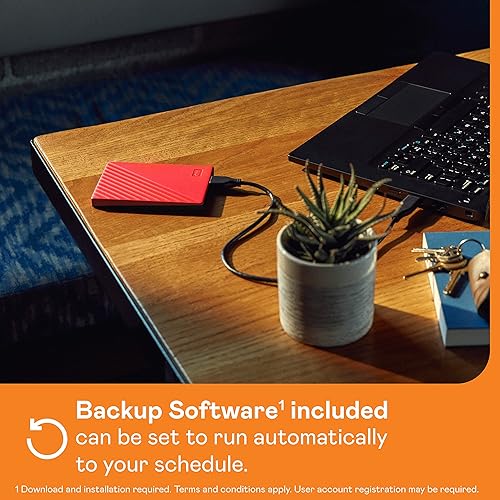 WD 6TB My Passport Portable External Hard Drive, Red, Includes Backup Software with Defense Against ransomware, and Password Protection - WDBR9S0060BRD-WESN