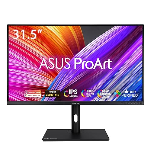 ASUS ProArt Display 31.5” 1440P Monitor (PA328QV) – IPS, QHD (2560 x 1440), 100% sRGB, 100% Rec.709, Color Accuracy ?E < 2, Calman Verified, DisplayPort, HDMI, USB Hub, Height Adjustable,Black