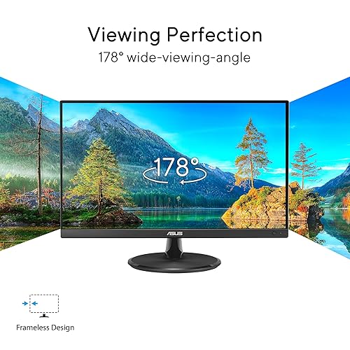 ASUS 22” 1080P Eye Care Monitor (VP227HF) - (21.45-inch viewable), Full HD, 99% sRGB, Frameless, 100Hz, Adaptive-Sync, 1ms, HDMI, Low Blue Light, Flicker Free, VESA Wall Mountable