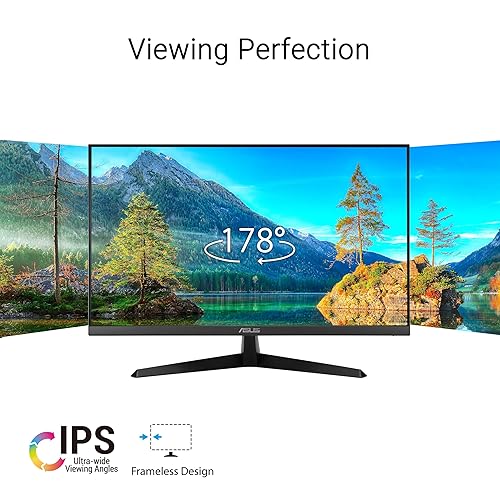 ASUS 24 inch 120Hz Gaming Office Computer Monitor (VY249HGR) - 1080p(Full HD), IPS, 120Hz, 1ms, Adaptive Sync, Eye Care Plus, Blue Light Filter, Flicker Free, SmoothMotion, DisplayWidget, 3yr warranty