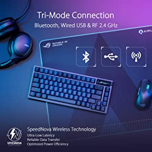 ASUS ROG Azoth 75% Wireless DIY Custom Gaming Keyboard, OLED Display, Three-Layer Dampening, Hot-Swappable ROG NX Red Switches & Keyboard Stabilizers, ABS Keycaps, RGB-Black