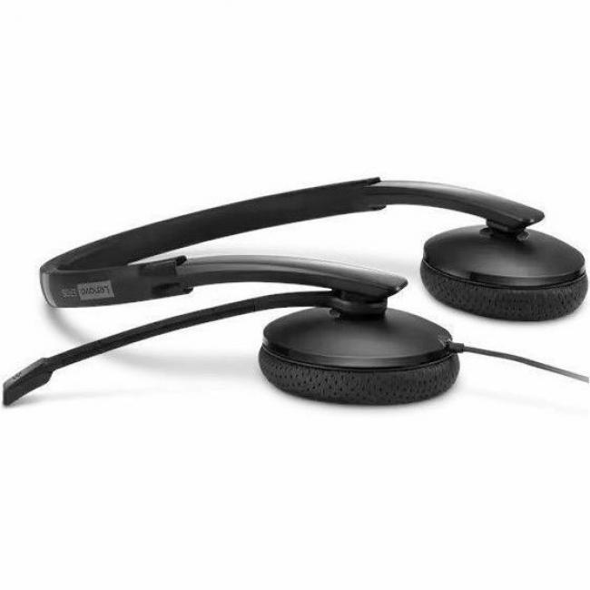 Lenovo Wired VoIP Headset (UC) - Stereo - USB Type C - Wired - 2.2 Kilo Ohm - 20 Hz - 20 kHz - On-ear, Over-the-head - Binaural - Supra-aural - 5.86 ft Cable - Noise Cancelling Microphone - Black