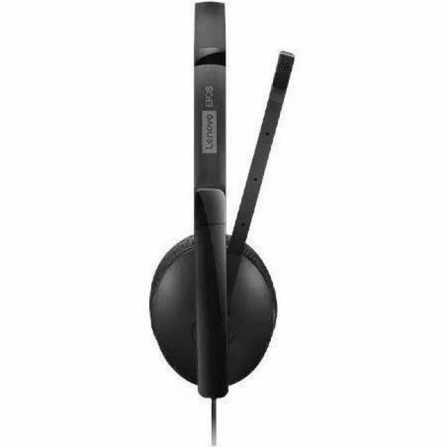 Lenovo Wired VoIP Headset (UC) - Stereo - USB Type C - Wired - 2.2 Kilo Ohm - 20 Hz - 20 kHz - On-ear, Over-the-head - Binaural - Supra-aural - 5.86 ft Cable - Noise Cancelling Microphone - Black