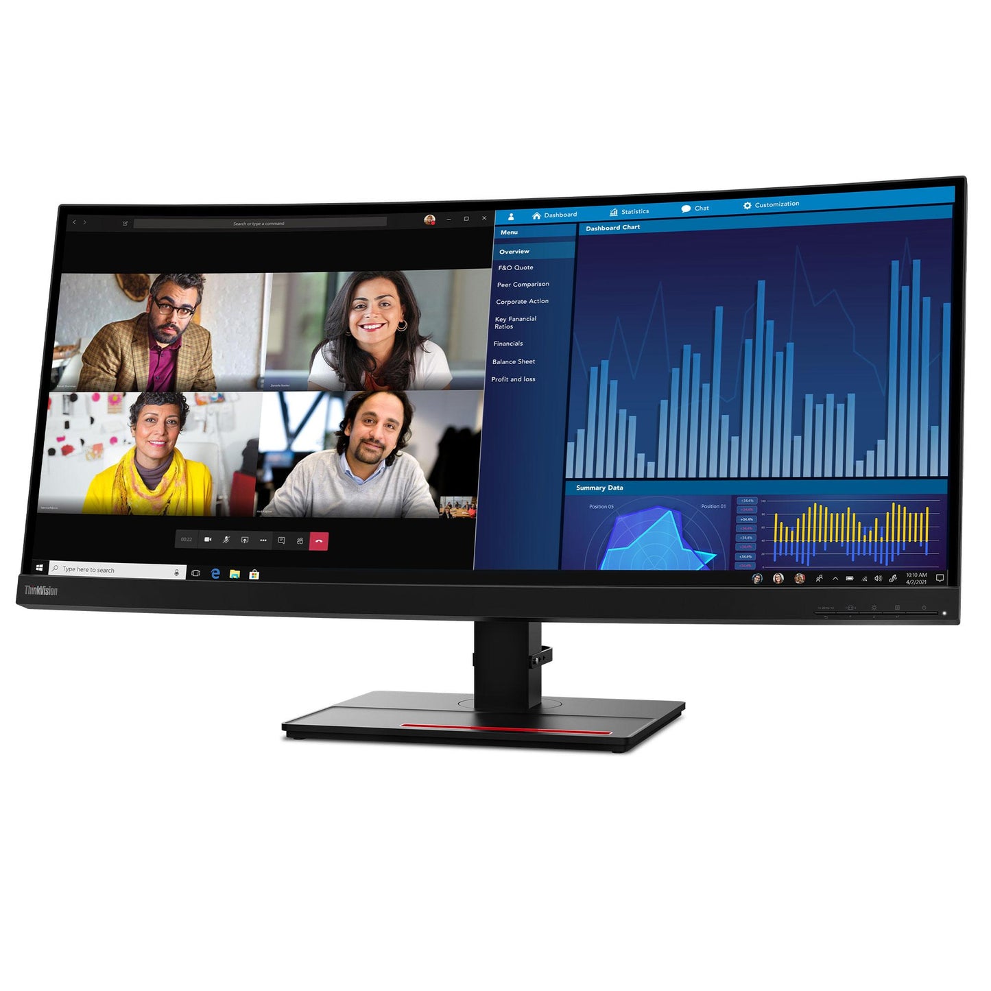 Lenovo ThinkVision P34w-20 34.14 WQHD Ultra-Wide Curved Monitor