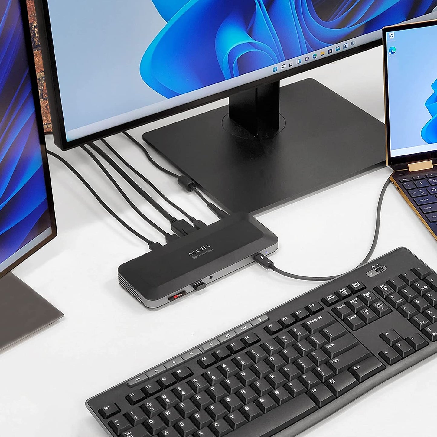 Accell Thunderbolt 4 Docking Station - Dual 4K or Single 8K, Max 96W Charging for Laptop, 10Gbps USB, Ethernet, UHS-II Card Reader, Audio Port, 2 x TB4 Ports - Dealtargets.com