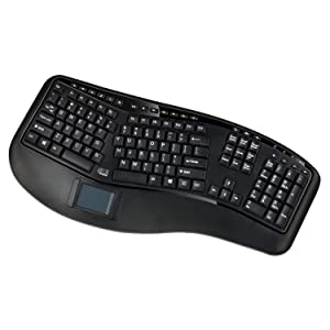 Adesso WKB-4500UB - Wireless Ergonomic Desktop Touchpad Keyboard, Split Keys Design, Palm Rest, Media Control Hotkeys, Long Battery Life - Compatible for Laptop/Desktop/PC/Windows XP/7/8/10, Black - Dealtargets.com