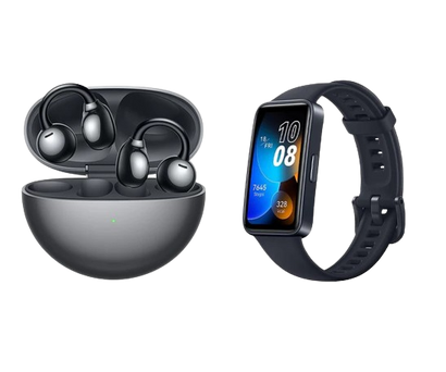 HUAWEI FreeClip, Groundbreaking Aesthetic Design, Feather-Light Wearing, Open-Ear Listening, AI Crystal-Clear Call, Long Battery Life, Dual-Device Connections, Black, Buy one get one Free Band8 FreeClip Black + Huawei Band 8
