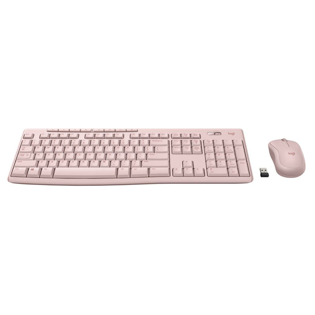 Logitech Wireless Keyboard and Mouse Combo for Windows  2.4 GHz Wireless  Compact Mouse  Rose