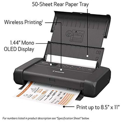 Canon PIXMA TR150 Portable Wireless Inkjet Printer - Color - 4800 x 1200 dpi Print - 50 Sheets Input - 500 Pages Duty Cycle