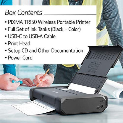 Canon PIXMA TR150 Portable Wireless Inkjet Printer - Color - 4800 x 1200 dpi Print - 50 Sheets Input - 500 Pages Duty Cycle