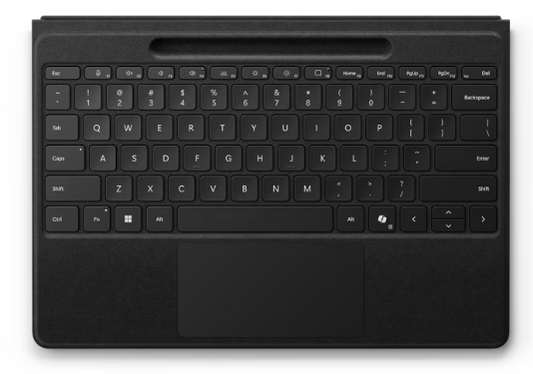 Microsoft Surface Pro 10-11 Copilot Flex Keyboard with SP V2 Charging - Black 11.38x8.71x0.21in Box Standard Keyset - Alcantara Material - French