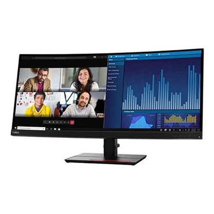 Lenovo ThinkVision P34w-20 34" Class UWQHD Curved Screen LED Monitor - 21:9 - Raven Black - 34.1" Viewable - In-plane Switching (IPS) Technology - WLED Backlight - 3440 x 1440 - 300 Nit - 4 ms - Speakers - HDMI - DisplayPort - USB Hub, KVM Switch