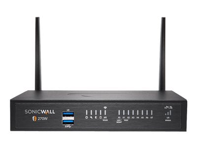 SonicWall TZ270W Network Security/Firewall Appliance - Intrusion Prevention - 8 Port - 1000Base-T - Gigabit Ethernet - 2 Gbit/s Firewall Throughput - Wireless LAN IEEE 802.11ac - AES (192-bit), DES, MD5, AES (256-bit), 3DES, AES (128-bit)