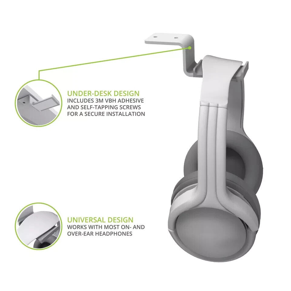 Kanto Living HH Universal Under Desk Headphone Hook (White)