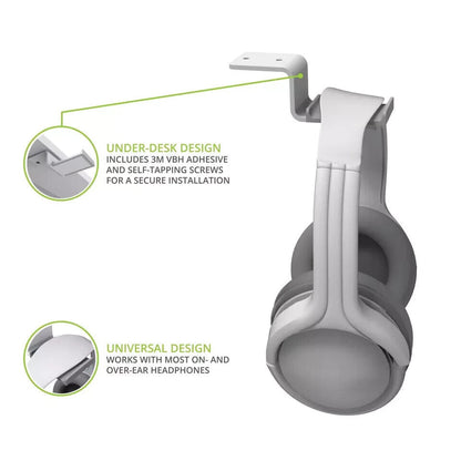 Kanto Living HH Universal Under Desk Headphone Hook (White)