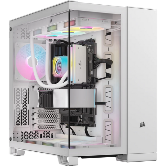 CORSAIR iCUE LINK 6500X RGB Mid-Tower Dual Chamber PC Case – White – Two Tempere