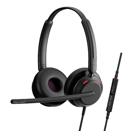 EPOS Duo Headset, USB-C, MS Teams - Microsoft Teams Certification - Stereo - USB Type A, USB Type C - Wired - 20 Hz - 20 kHz - Over-the-head, On-ear - Binaural - Supra-aural - 5.90 ft Cable - MEMS Technology Microphone - Noise Canceling - Black