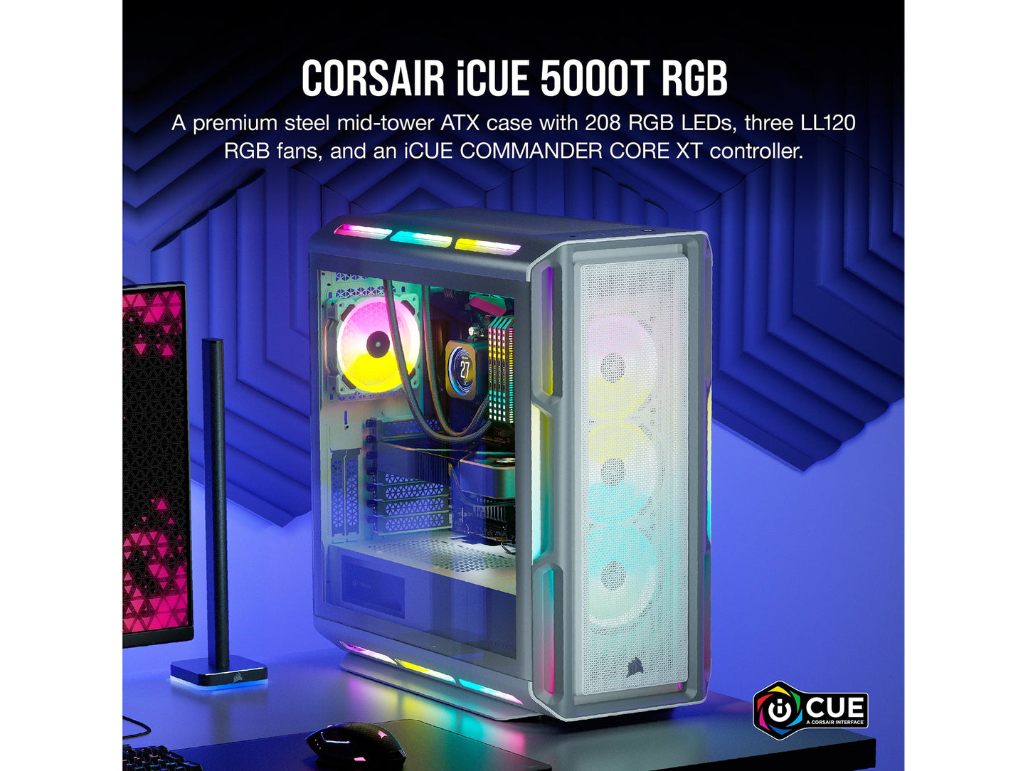 Corsair iCUE 5000T RGB CC-9011231-WW White Computer Case