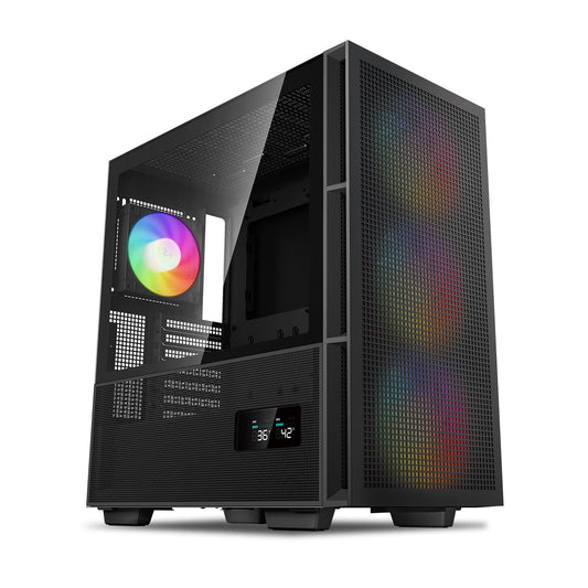 DeepCool CH560 DIGITAL ATX Airflow case, Dual Status Display, 3x Pre-Installed 140mm ARGB Fans, Hybrid Mesh/Tempered Glass Side Panel, Magnetic Top Mesh Filter, Type-C, USB 3.0, Black