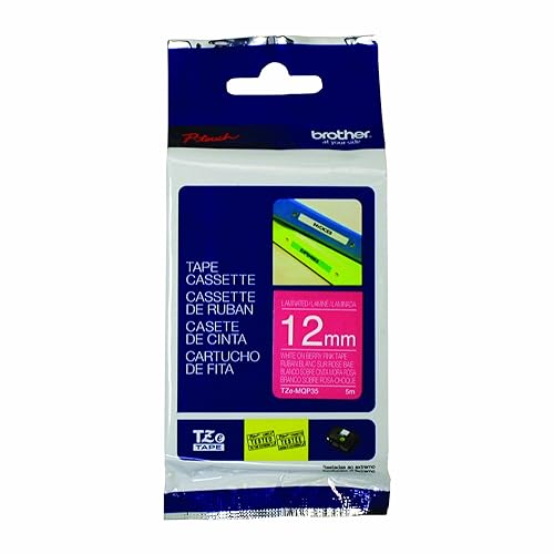 12mm White On Berry Pink Tze Tape - 5m - Dealtargets.ca