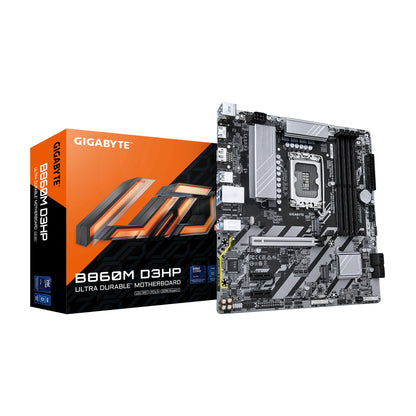 GIGABYTE B860M D3HP Intel Core Ultra (Series 2) LGA 1851 Motherboard, mATX, DDR5, 2x M.2, PCIe 5.0, USB-C, 1GbE LAN, EZ-Latch