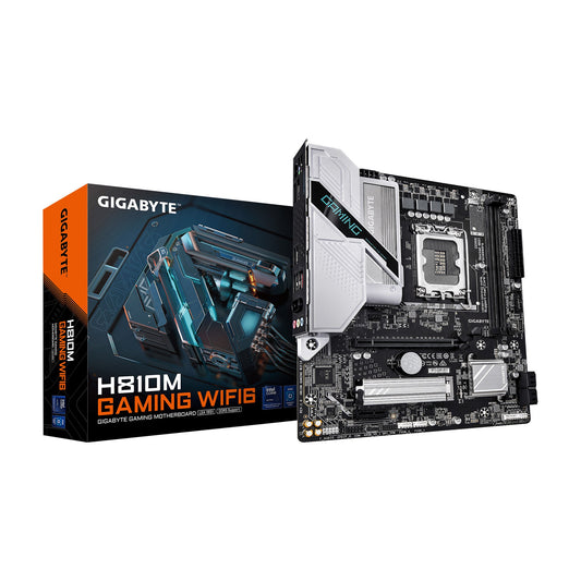 GIGABYTE H810M GAMING WIFI6 Intel Core Ultra (Series 2) LGA 1851 Motherboard, mATX, DDR5, 1x M.2, PCIe 5.0, USB-C, WIFI6, 2.5GbE LAN, EZ-Latch
