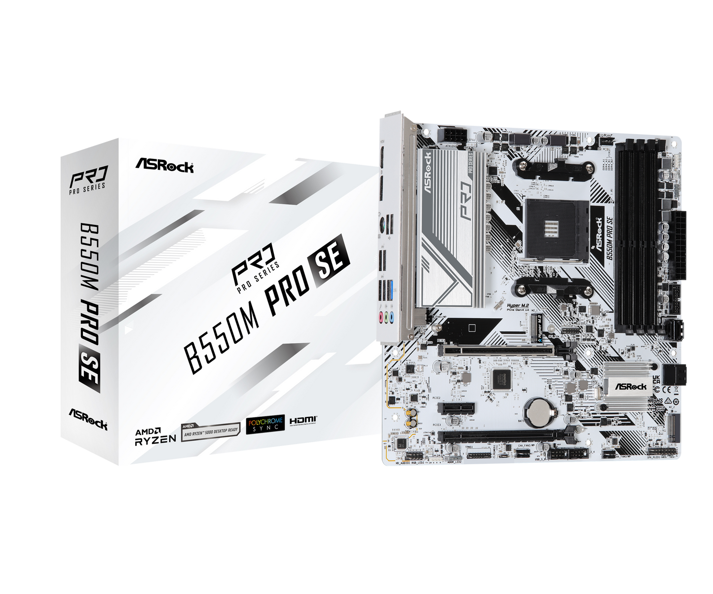 ASRock B550M Pro SE AM4 DDR4 SATA 6Gb/s 1 PCIe 4.0 x16 Micro ATX Motherboard