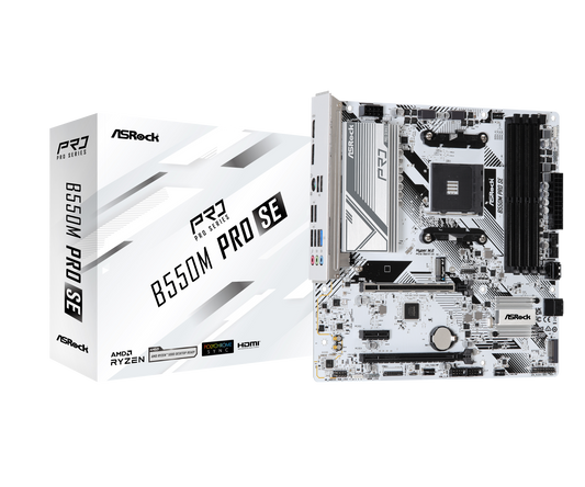 ASRock B550M Pro SE AM4 DDR4 SATA 6Gb/s 1 PCIe 4.0 x16 Micro ATX Motherboard