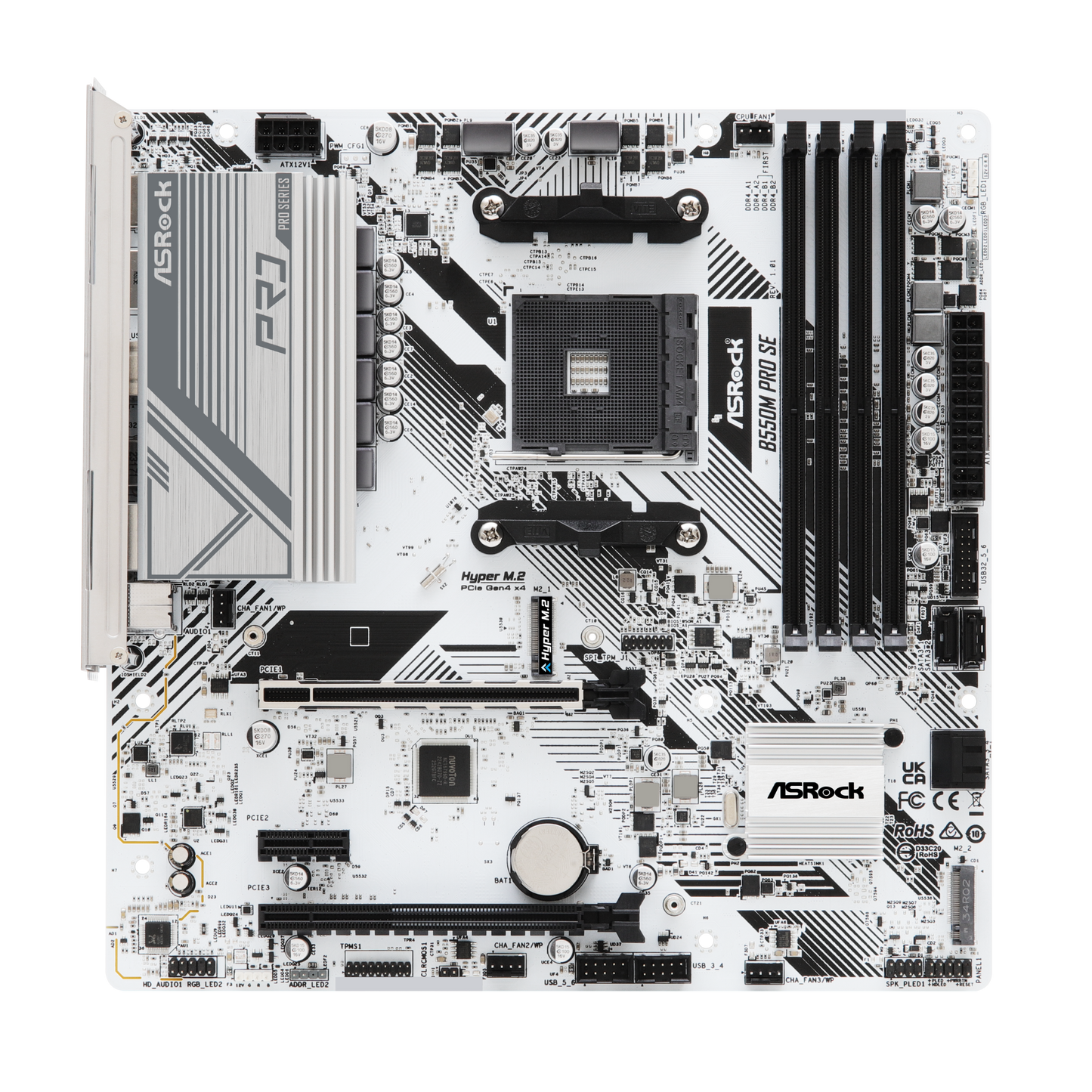 ASRock B550M Pro SE AM4 DDR4 SATA 6Gb/s 1 PCIe 4.0 x16 Micro ATX Motherboard