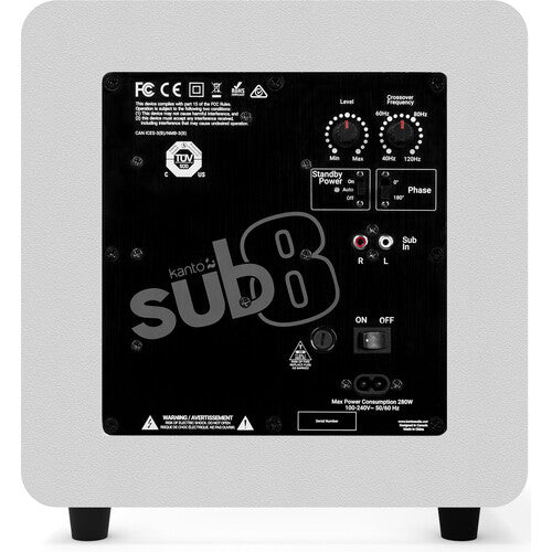 Kanto SUB8V Powered Subwoofer - Matte White