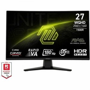 MSI MAG 274CQF 27 inch Curved 2K resolution Gaming Display monitor 180Hz - 27" Viewable - Rapid Vertical Alignment (VA) - LED Backlight - 2560 x 1440 - 16.7 Million Colors - Adaptive Sync - 300 Nit - 500 µs - Speakers - HDMI - DisplayPort