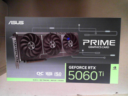 OPEN BOX - The SFF-Ready ASUS Prime GeForce RTX™ 5060 Ti 16GB GDDR7 OC Edition Graphics Card (PCIe® 5.0, 16GB GDDR7, HDMI®/DP 2.1, 2.5-Slot, Axial-tech Fans, Dual BIOS) PRIME RTX5060Ti|OC|16GB