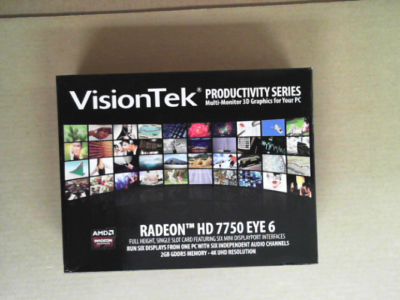 OPEN BOX - VisionTek Radeon 7750 2GB GDDR5 6 4k Monitor Graphics Card, 6 Mini DisplayPort Outputs, AMD Eyefinity 2.0, PCI Express 3.0 Video Card, 7.1 Surround Sound - 900614