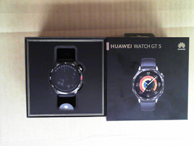 OPEN BOX - HUAWEI Watch GT 5 46mm Smartwatch, up to 14 Days Battery Life, All New Running and Cycling Sports Smart Watch, Sharp Edged Design, Black. Buy one to get a Free FreeBuds SE2, While Supplies Last. GT5 46mm Black