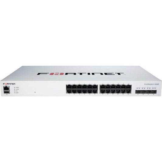 Fortinet FS-424E Layer 3 Switch - 24 Ports - Manageable - Gigabit Ethernet, 10 Gigabit Ethernet - 10/100/1000Base-T, 10GBase-X - 3 Layer Supported - Modular - 23.60 W Power Consumption - Optical Fiber, Twisted Pair - 1U High - Rack-mountable