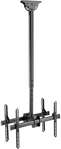StarTech.com Dual TV Ceiling Mount - Back-to-Back Heavy Duty Hanging Dual Screen Mount with Adjustable Telescopic 3.5' to 5' Pole - Tilt/Swivel/Rotate - VESA Bracket for 32”-75" Displays (FPCEILBTB) 41.7"-61.4" Dual TV