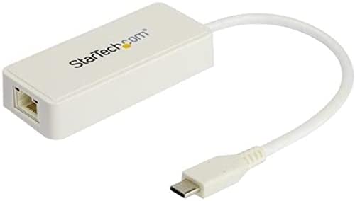 StarTech.com USB C to Gigabit Ethernet Adapter w/USB A Port - White 1Gbps NIC USB 3.0/USB 3.1 Type C Network Adapter - 1GbE USB-C RJ45/LAN TB3 Compatible Windows MacBook Pro Chromebook (US1GC301AUW)