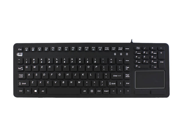 Adesso AKB-270UB SlimTouch Antimicrobial Waterproof USB Compact size Touchpad  keyboard, 15.50x 5.50x 0.43 (Black)
